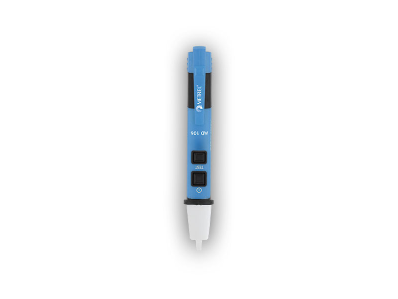 MD 106 non-contact voltage detector. Blue voltage tester pen for electrical safety. Non contact voltage detector tool for electricians.