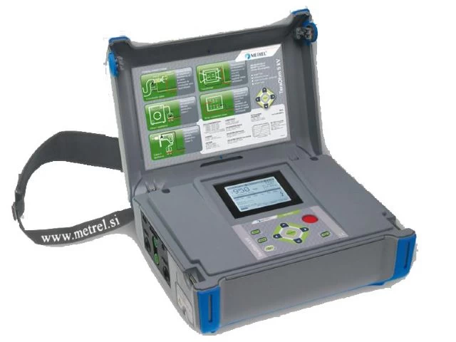 MI 3201 Tera Ohm 5kV insulation resistance tester. Portable high voltage ohmmeter with digital display, test diagrams, and carrying strap.