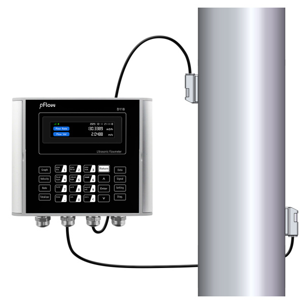 D118-HD_on_pipe ultrasonic flow meter