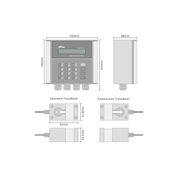 D116 Wall Mount Transit Time Water Flow Meter - Image 3