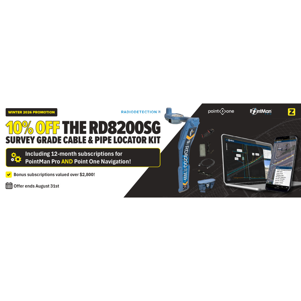 Radiodetection RD8200SG Winter 2026 promotion with PointMan Pro and Point One Navigation subscriptions